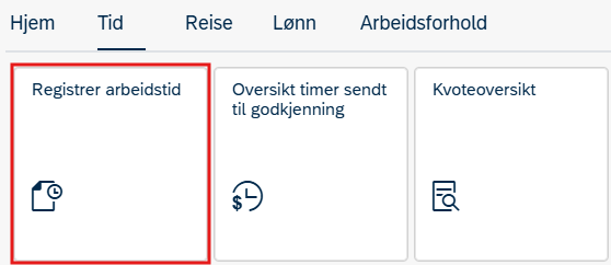 Bildet viser Tid fanen 