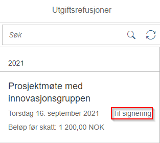 Bildet viser status på utgiftsrefusjonen