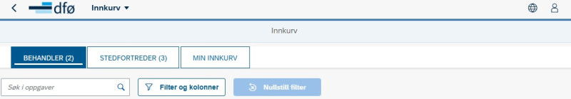Bildet viser innkurv og fanen behandler