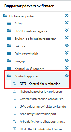 Viser hvor i menyen spørringen ligger