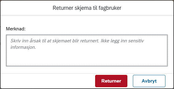 Bildet viser retur til fagbruker