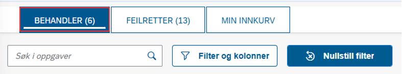 Bildet viser fanen behandler i ny innkurv