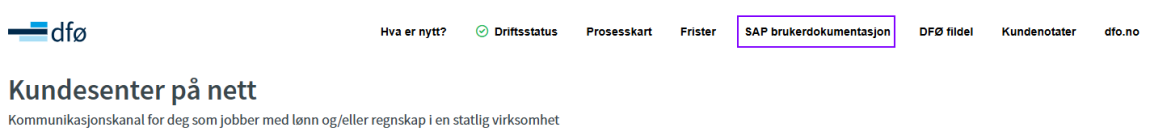 Skjermbilde av snarveien til SAP brukerdokumentasjon i Kundesenter på nett.