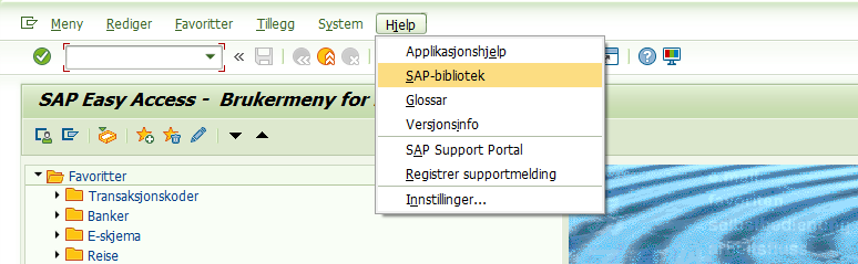 Skjermbilde av snarveien til DFØ Brukerdokumentasjon (SAP-biblioteket) SAP.